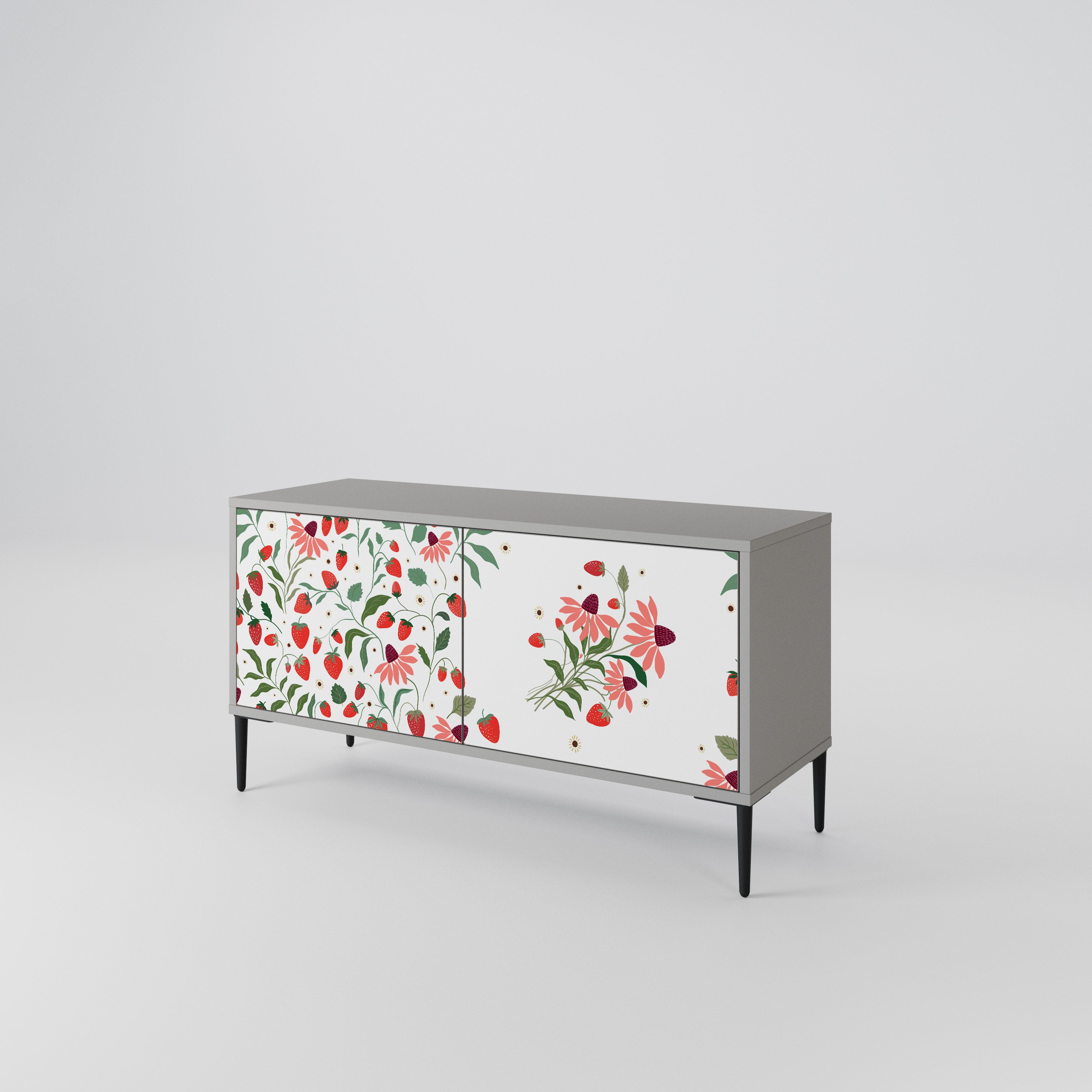 FLOWERS AND STRAWBERRIES Mueble de TV Compacto de 2 puertas