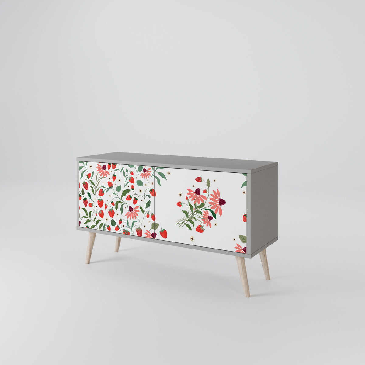 FLOWERS AND STRAWBERRIES Mueble de TV Compacto de 2 puertas