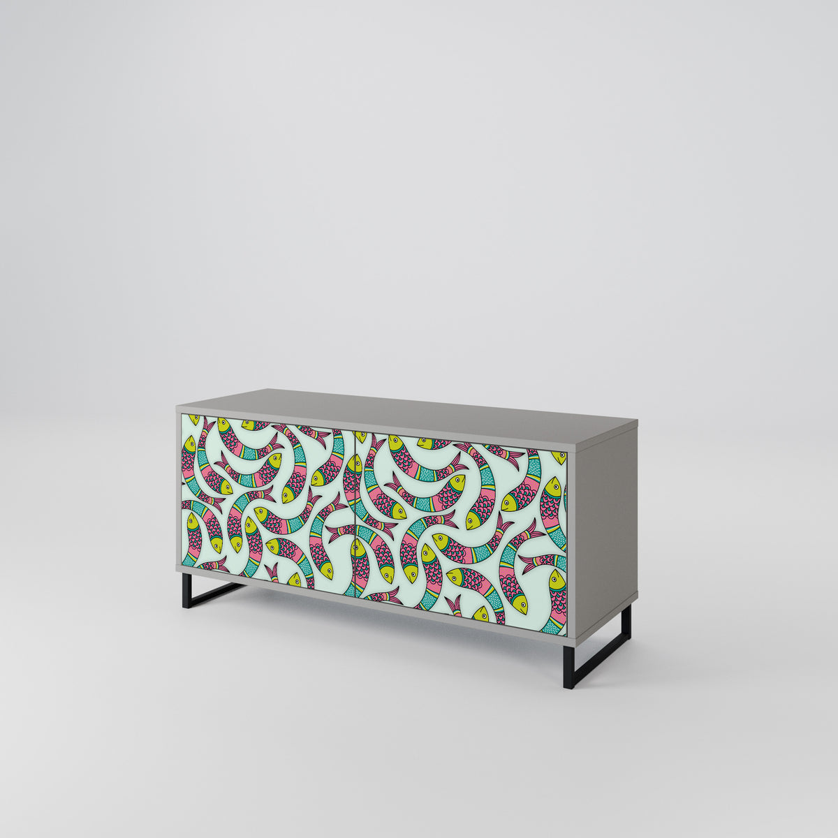 INDIAN FISH Mueble de TV Compacto de 2 puertas