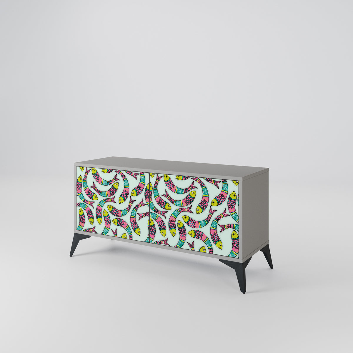 INDIAN FISH Mueble de TV Compacto de 2 puertas