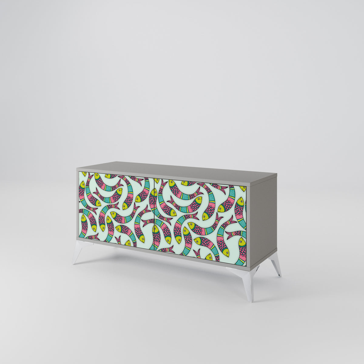 INDIAN FISH Mueble de TV Compacto de 2 puertas