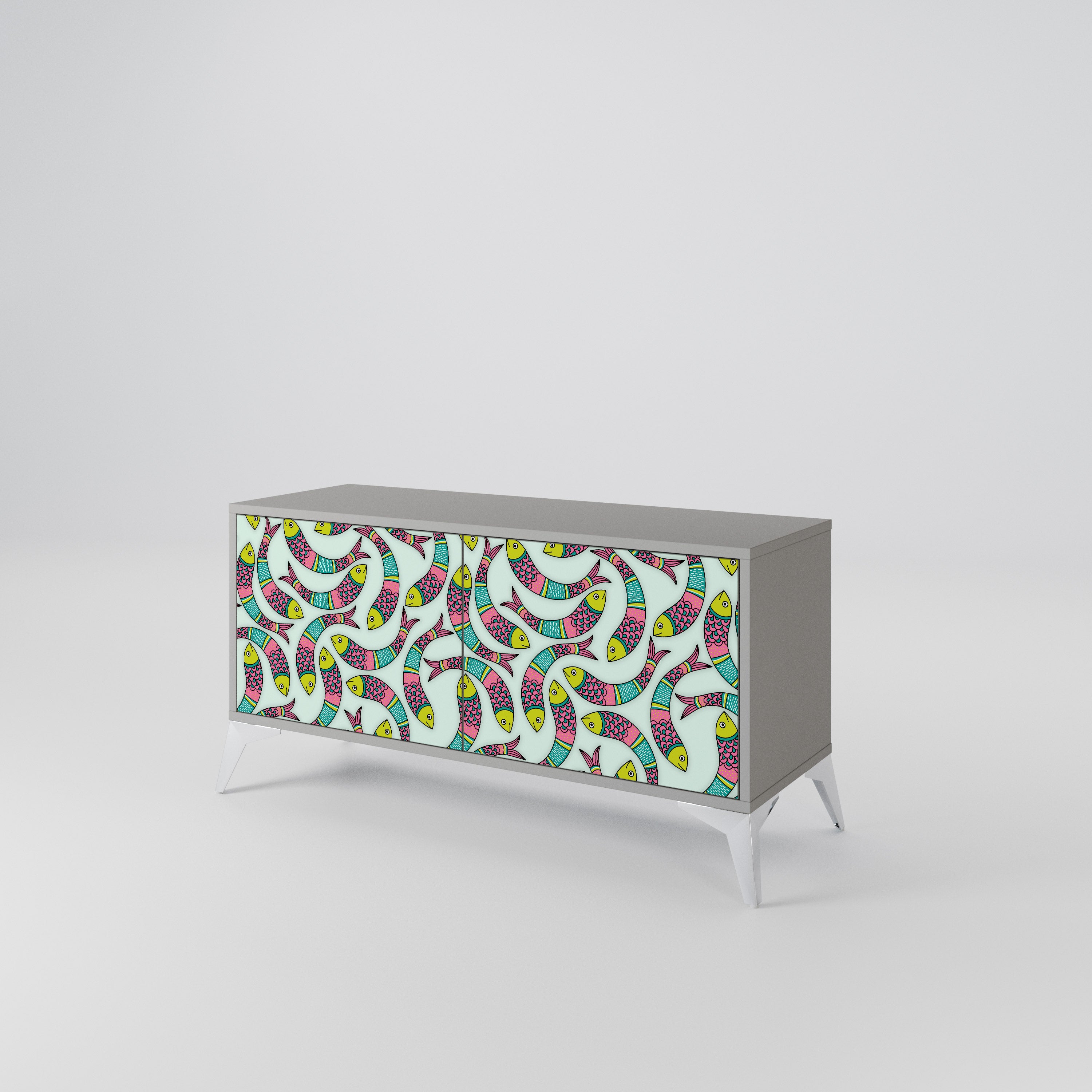 INDIAN FISH Mueble de TV Compacto de 2 puertas