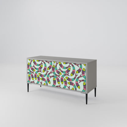 INDIAN FISH Mueble de TV Compacto de 2 puertas