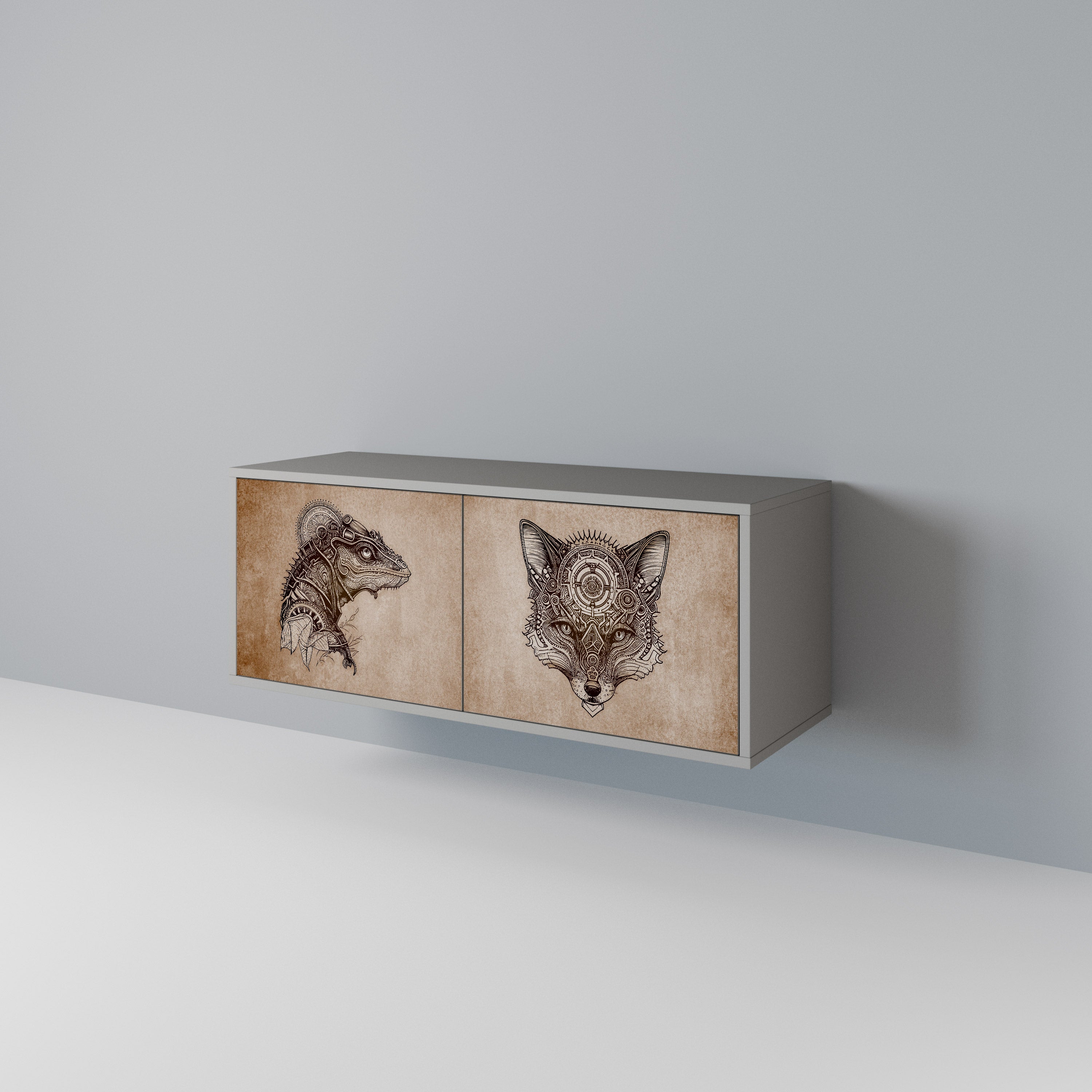 STEAMPUNK CLAN Mueble de TV Compacto de 2 puertas