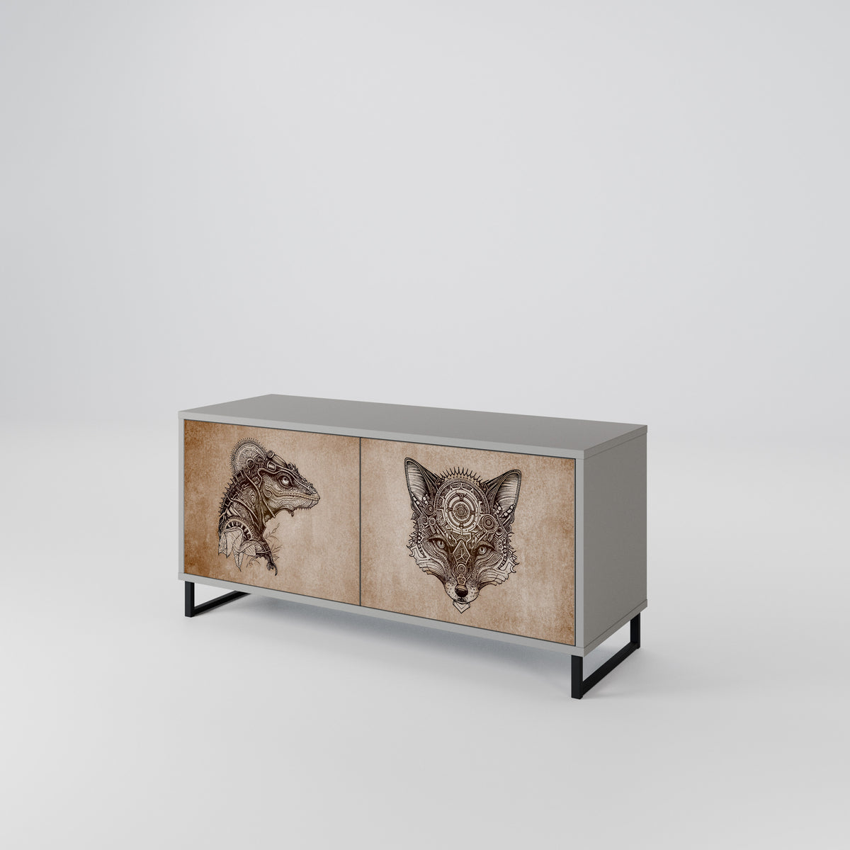 STEAMPUNK CLAN Mueble de TV Compacto de 2 puertas