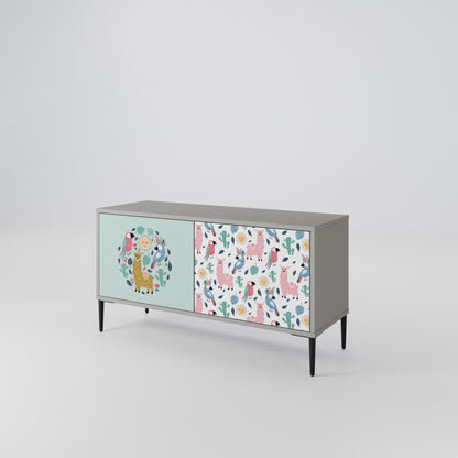 COLORFUL ALPACAS Mueble de TV Compacto de 2 puertas