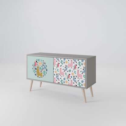 COLORFUL ALPACAS Mueble de TV Compacto de 2 puertas