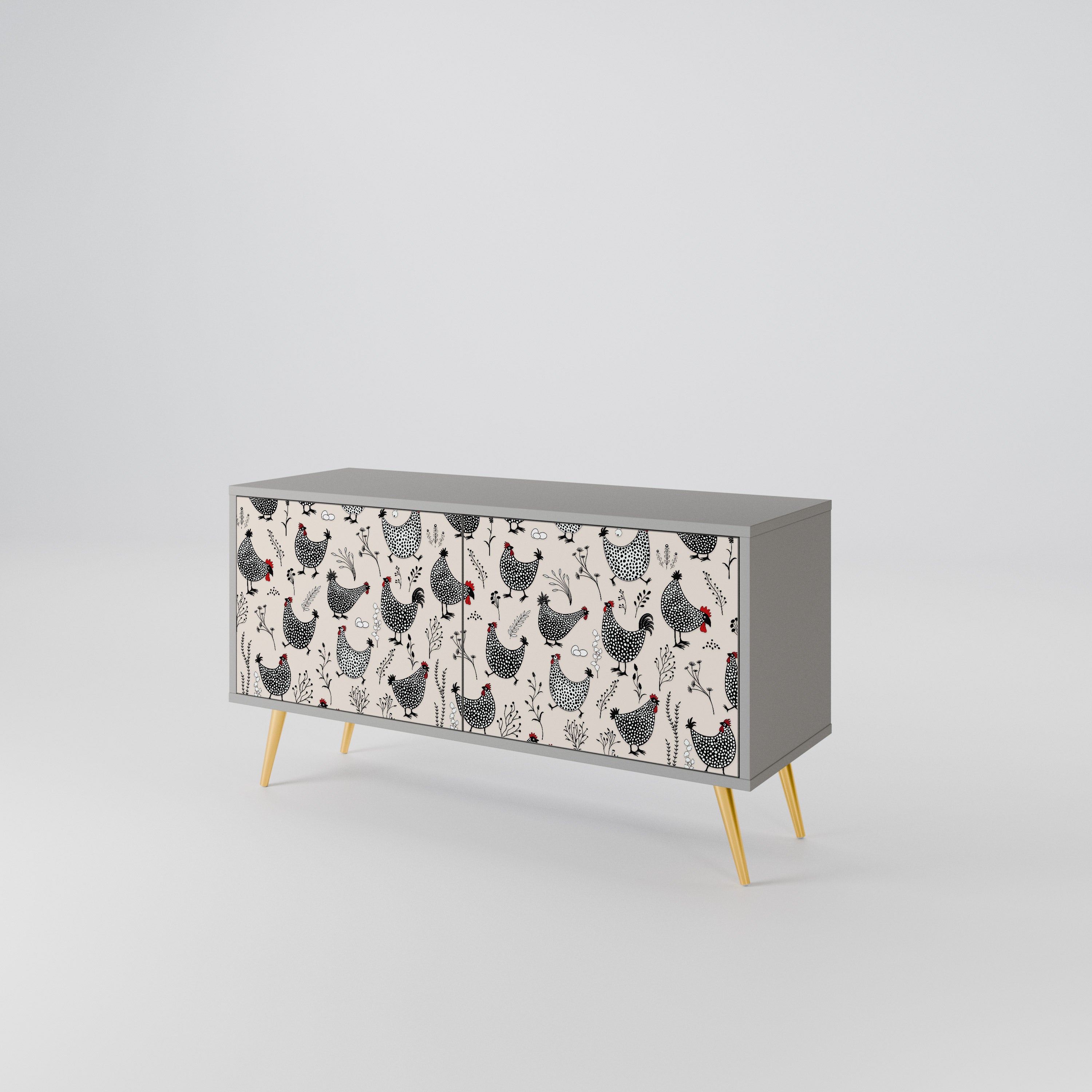 HAPPY HENS Mueble de TV Compacto de 2 puertas