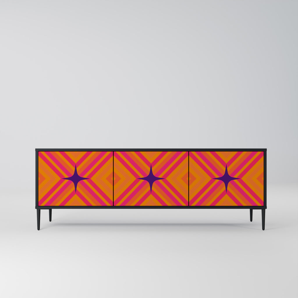 Mueble de TV de 3 puertas GEOMETRIC BRILLIANCE en acabado negro