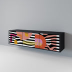 CHROMATIC ABSTRACT Mueble de TV de 3 Puertas en Acabado Negro