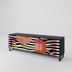 CHROMATIC ABSTRACT Mueble de TV de 3 Puertas en Acabado Negro