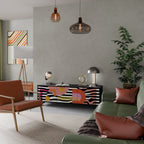 CHROMATIC ABSTRACT Mueble de TV de 3 Puertas en Acabado Negro