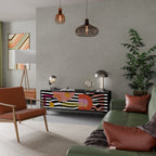 CHROMATIC ABSTRACT Mueble de TV de 3 Puertas en Acabado Negro