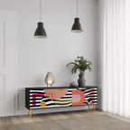 CHROMATIC ABSTRACT Mueble de TV de 3 Puertas en Acabado Negro