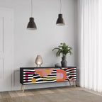 CHROMATIC ABSTRACT Mueble de TV de 3 Puertas en Acabado Negro