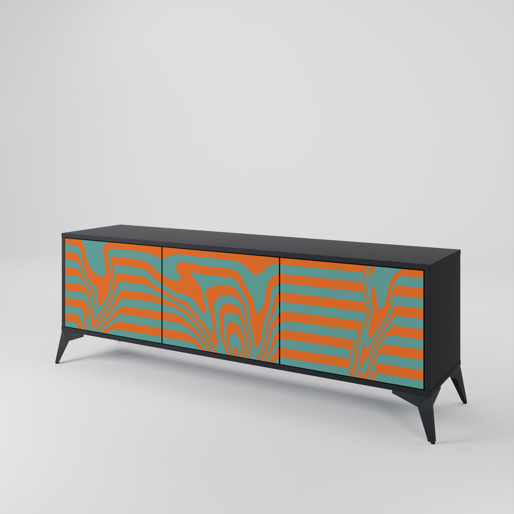 Mueble de TV LINE COLLAPSE de 3 puertas con acabado negro