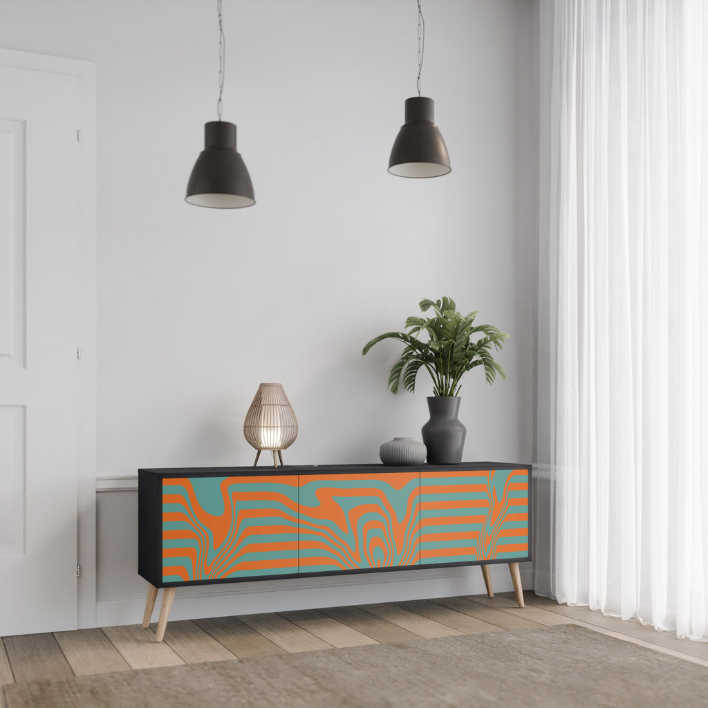 Mueble de TV LINE COLLAPSE de 3 puertas con acabado negro