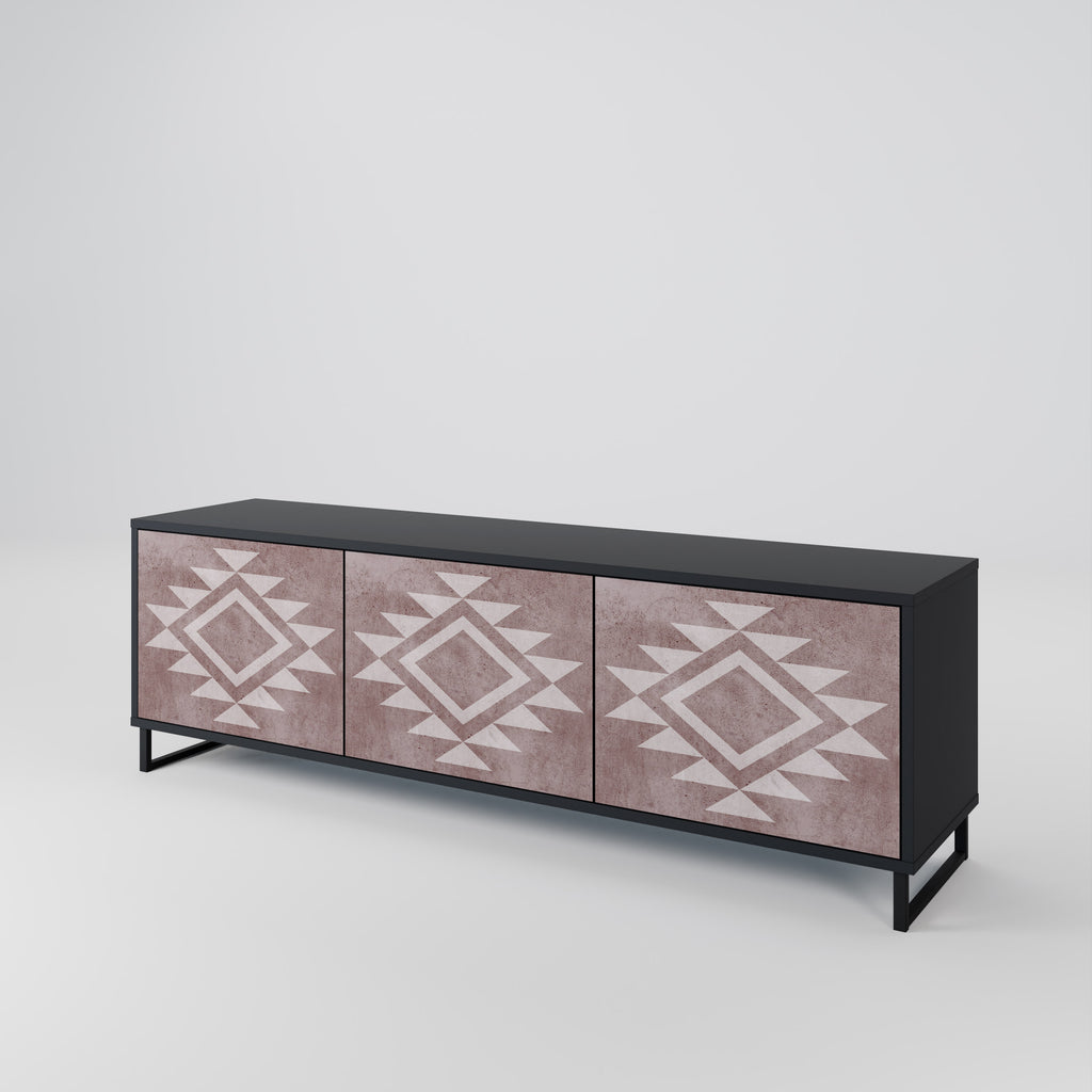 Mueble de TV MARVEL MOSAIC de 3 puertas con acabado negro