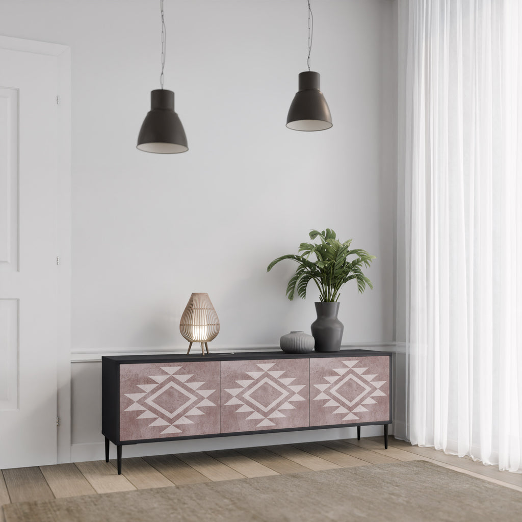Mueble de TV MARVEL MOSAIC de 3 puertas con acabado negro