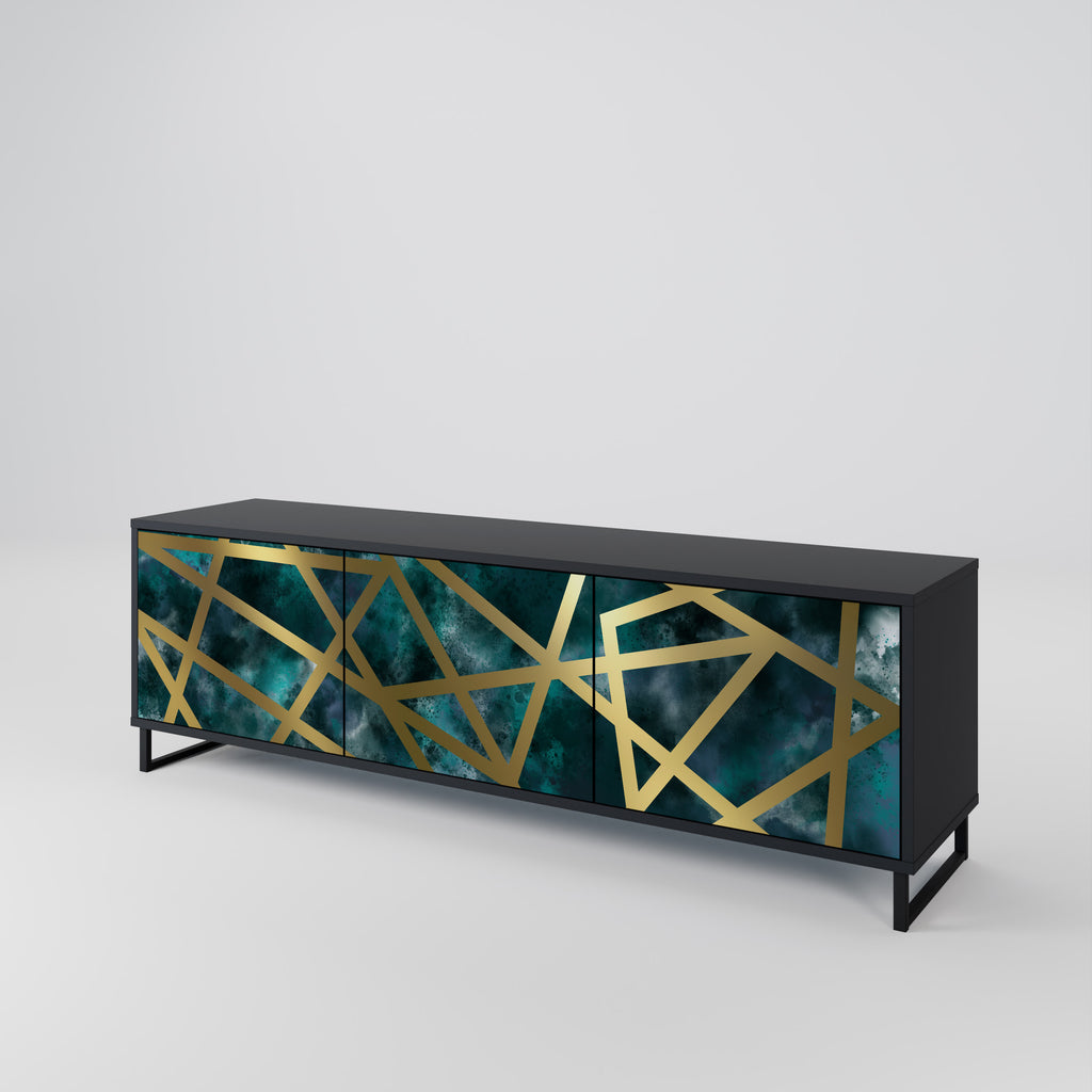 Mueble de TV de 3 puertas EL LABERINTO DE ORO en acabado negro