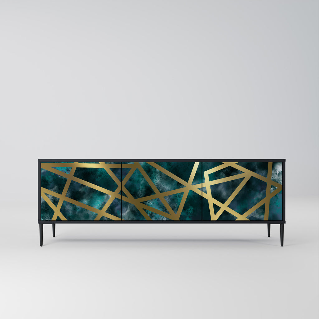 Mueble de TV de 3 puertas EL LABERINTO DE ORO en acabado negro