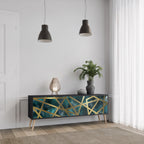 THE LABYRINTH OF GOLD Mueble de TV de 3 Puertas en Acabado Negro