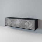 POLYGONAL ARTISTRY 3-Door TV Stand in Black Finish