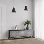 POLYGONAL ARTISTRY 3-Door TV Stand in Black Finish