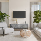 POLYGONAL ARTISTRY 3-Door TV Stand in Black Finish