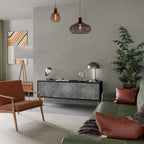 POLYGONAL ARTISTRY 3-Door TV Stand in Black Finish