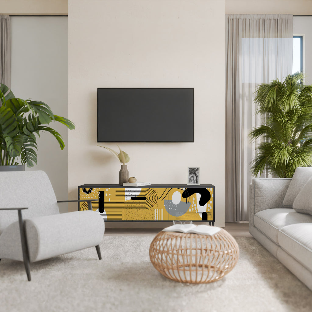 Mueble de TV de 3 puertas SHAPESHIFT SYMPHONY con acabado negro