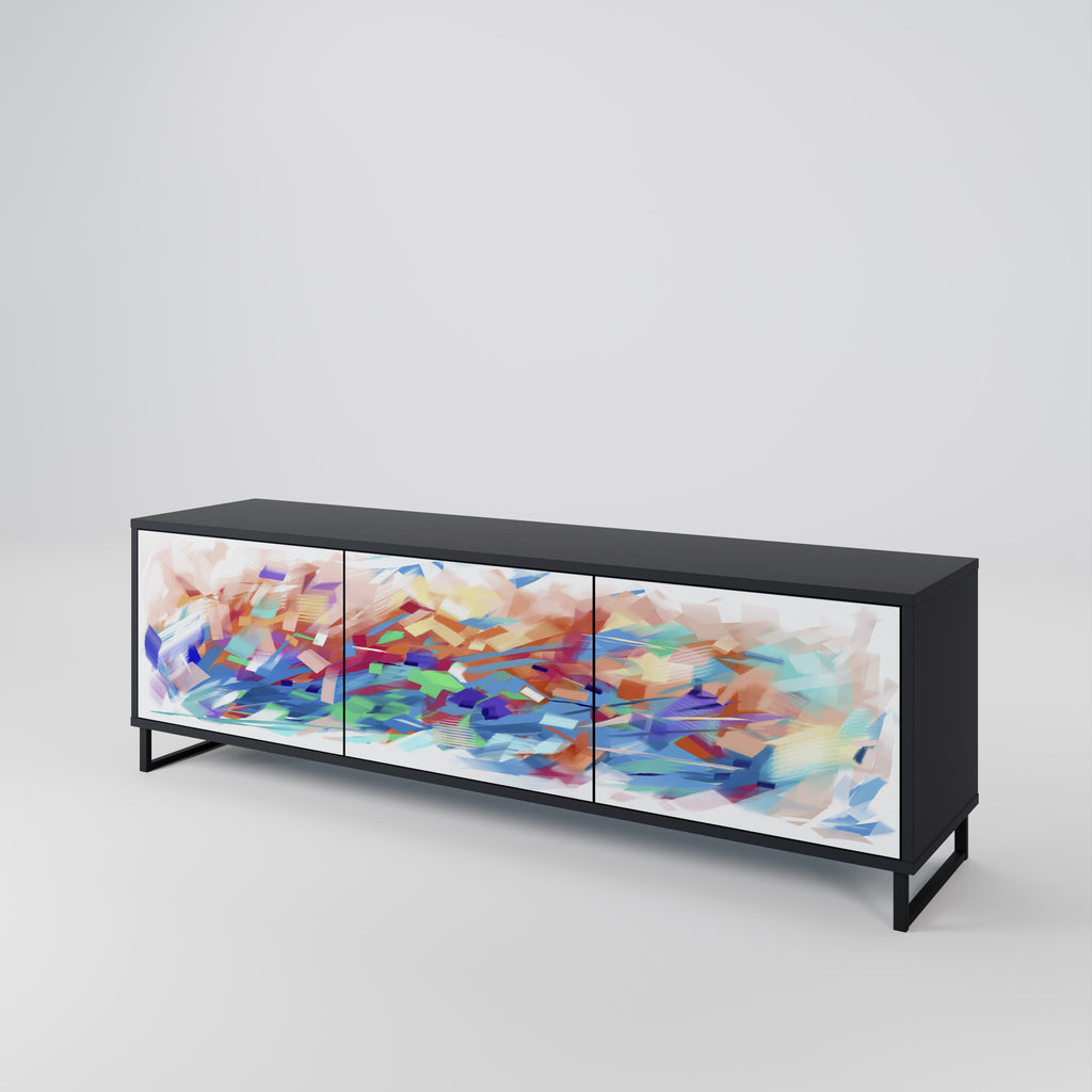 Mueble de TV de 3 puertas FINESSE MASH-UP con acabado negro
