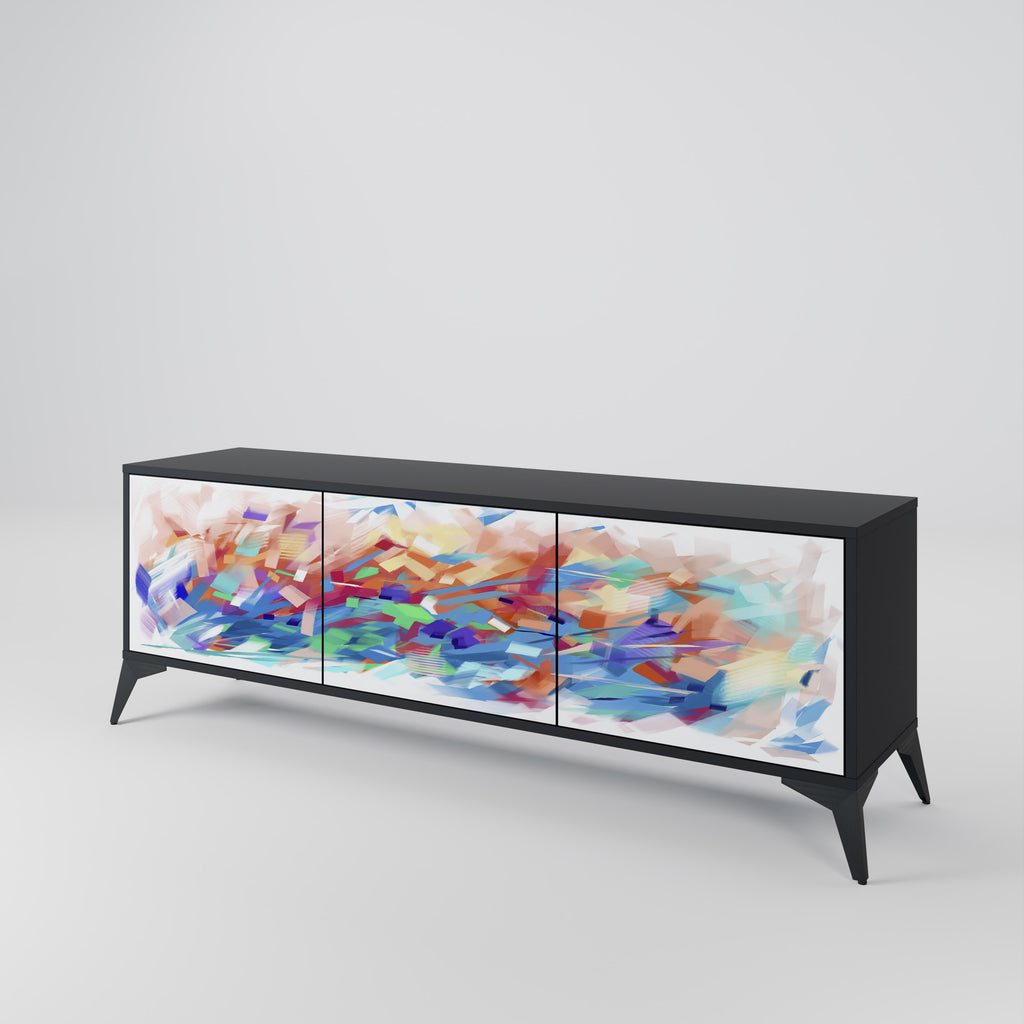 Mueble de TV de 3 puertas FINESSE MASH-UP con acabado negro