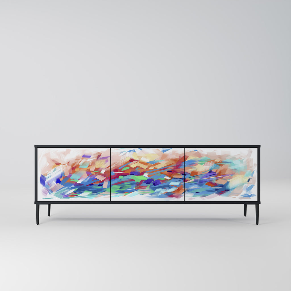 Mueble de TV de 3 puertas FINESSE MASH-UP con acabado negro