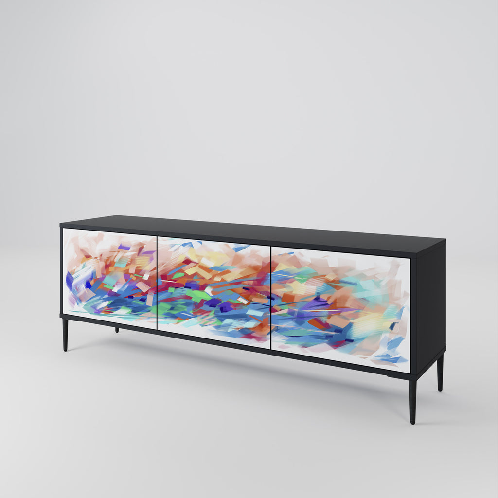 Mueble de TV de 3 puertas FINESSE MASH-UP con acabado negro