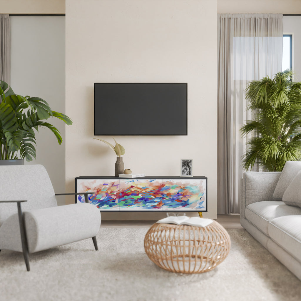 Mueble de TV de 3 puertas FINESSE MASH-UP con acabado negro