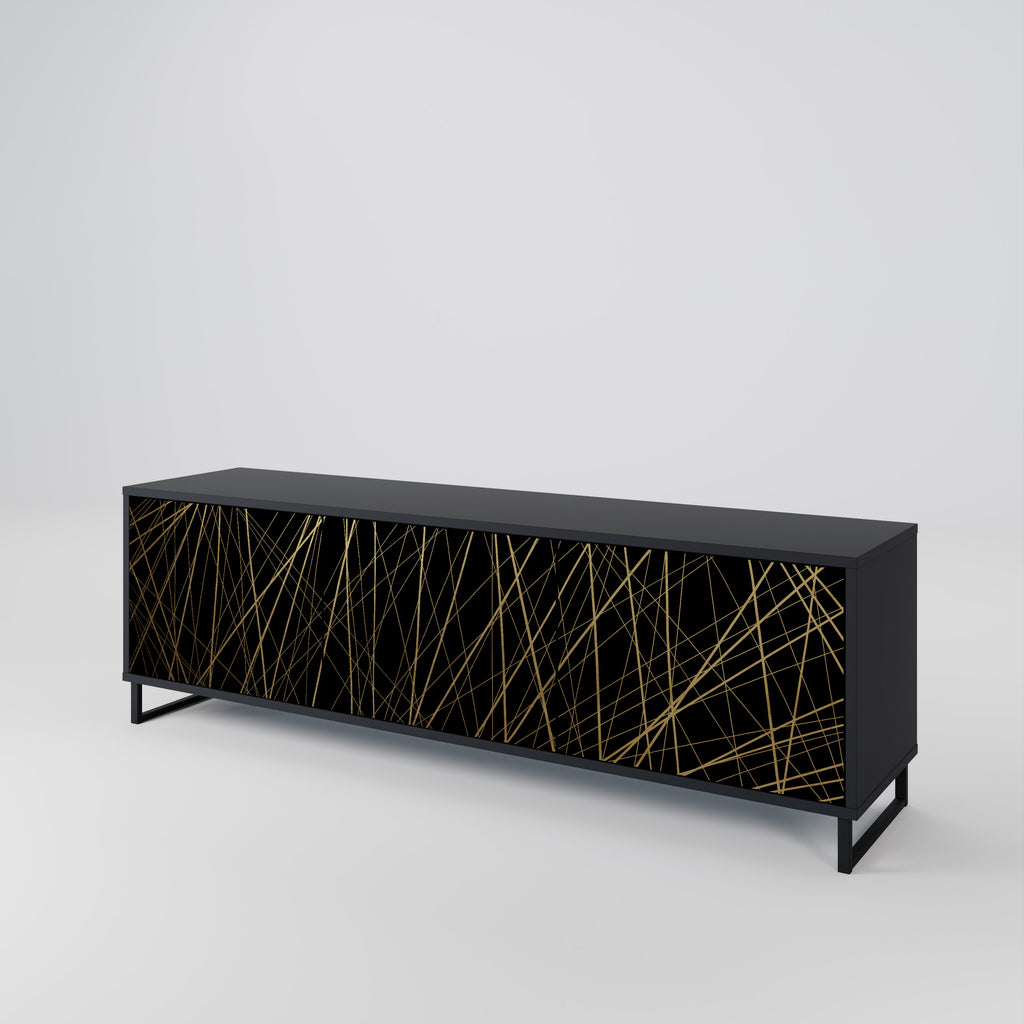 Mueble para TV de 3 puertas BRIGHT MESH con acabado negro
