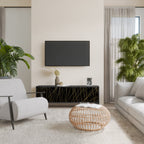 BRIGHT MESH Mueble de TV de 3 Puertas en Acabado Negro