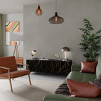 BRIGHT MESH Mueble de TV de 3 Puertas en Acabado Negro