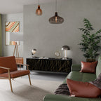 BRIGHT MESH Mueble de TV de 3 Puertas en Acabado Negro