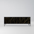 BRIGHT MESH Mueble de TV de 3 Puertas en Acabado Negro