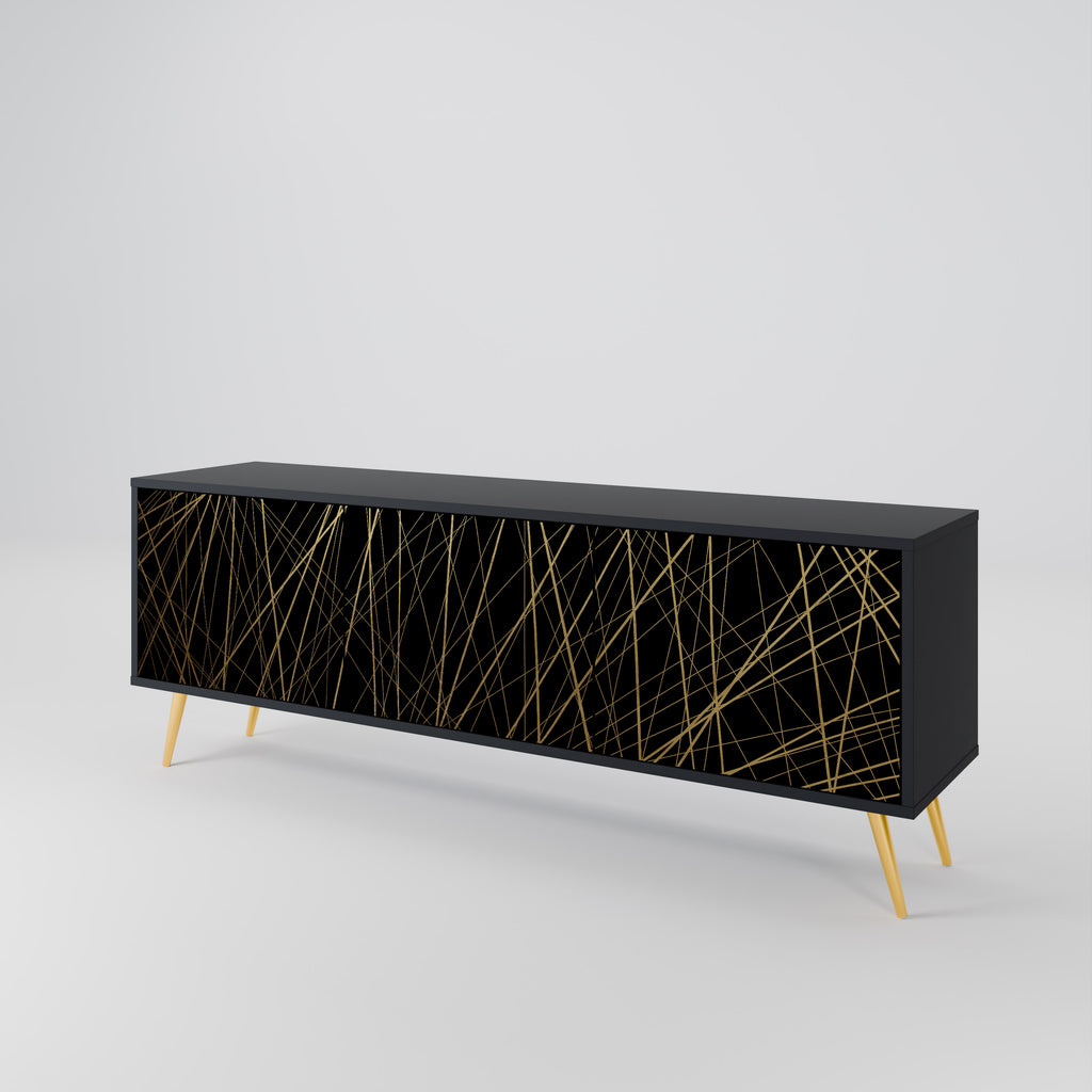 Mueble para TV de 3 puertas BRIGHT MESH con acabado negro