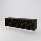 BRIGHT MESH Mueble de TV de 3 Puertas en Acabado Negro