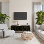 BRIGHT MESH Mueble de TV de 3 Puertas en Acabado Negro