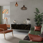 BRIGHT MESH Mueble de TV de 3 Puertas en Acabado Negro