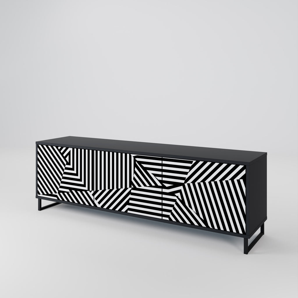 Mueble de TV ILLUSIONARY LATTICE de 3 puertas con acabado negro