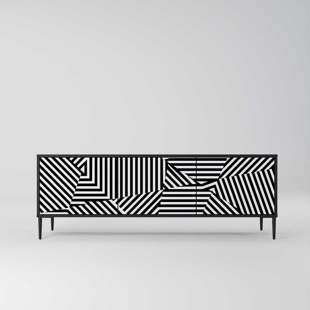 Mueble de TV ILLUSIONARY LATTICE de 3 puertas con acabado negro