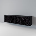 SHIMMER SPIDERGRAM 3-Door TV Stand in Black Finish