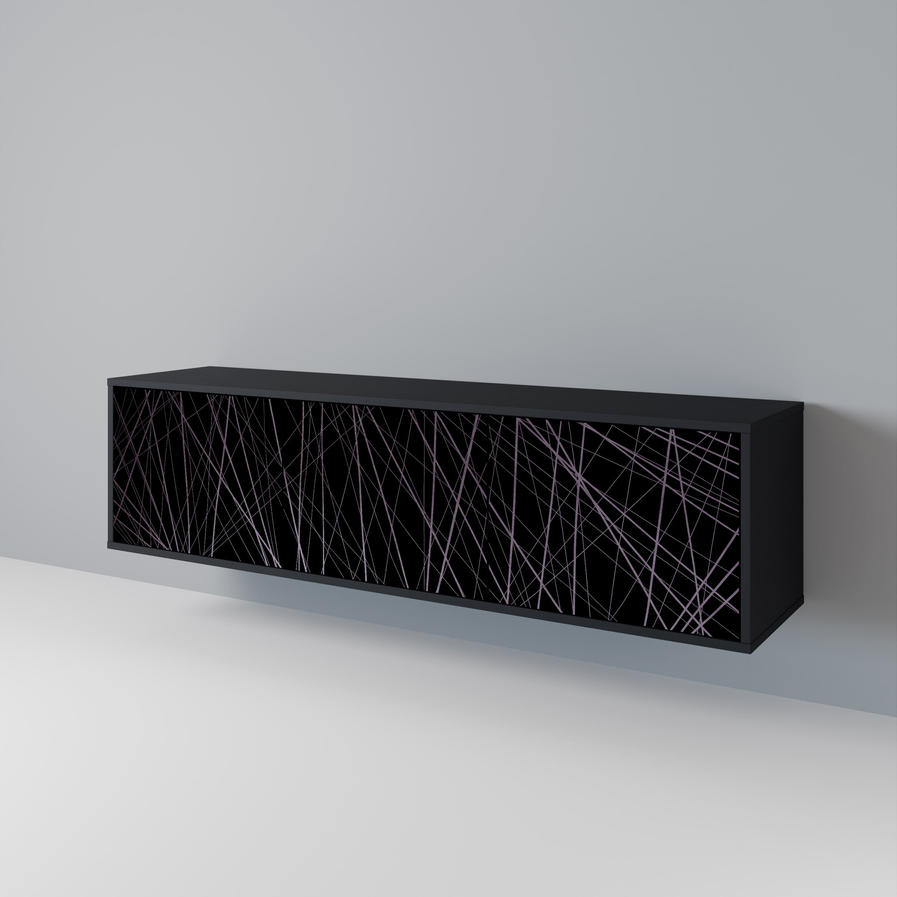 Mueble de TV de 3 puertas SHIMMER SPIDEGRAM con acabado negro