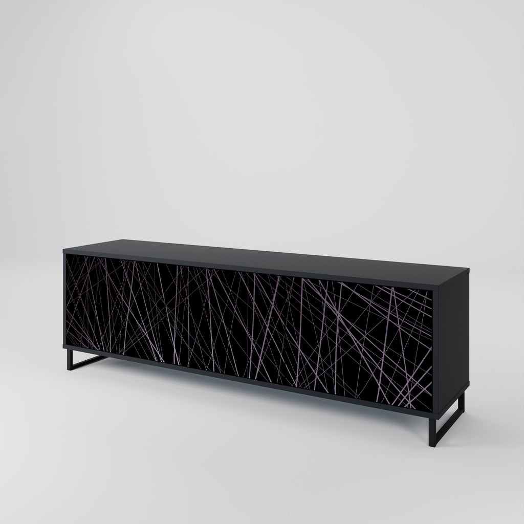 Mueble de TV de 3 puertas SHIMMER SPIDEGRAM con acabado negro